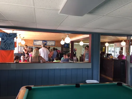 Looking into the snack bar from the game room